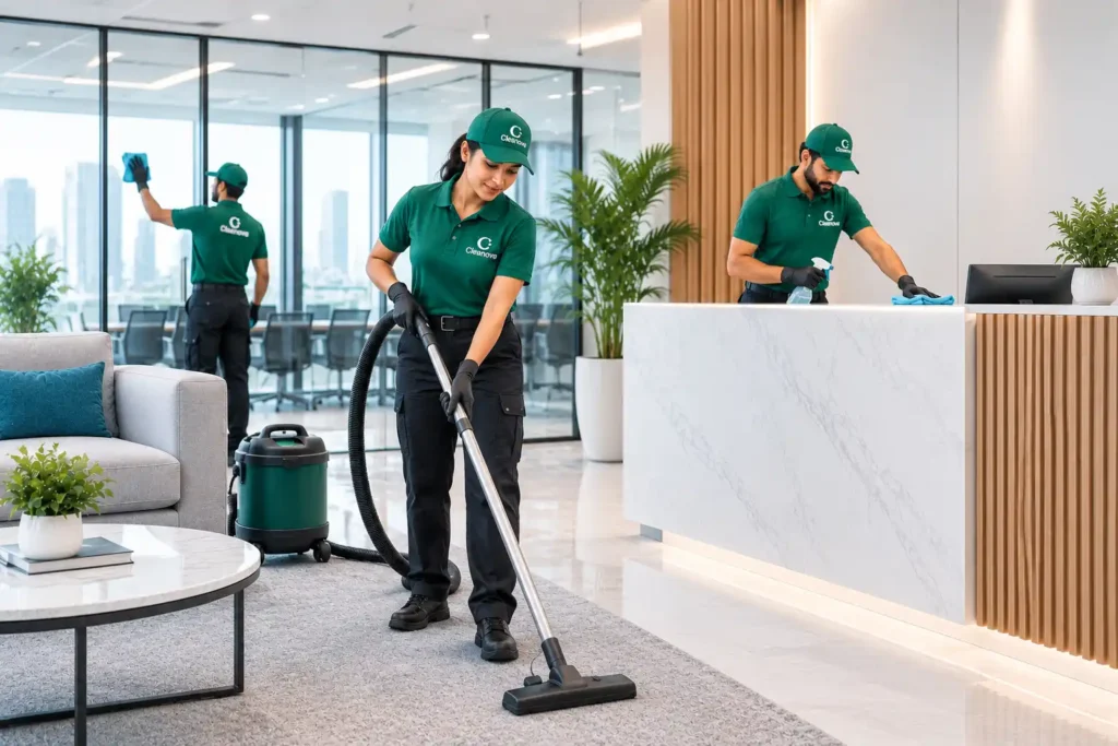 cleanova team in a modern office lobby (1)